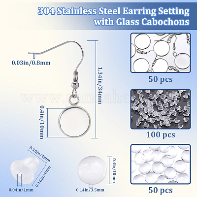 Набор для самостоятельного изготовления подвесных сережек-куполов из нержавеющей стали 304 DIY-SP0001-08A-P-1