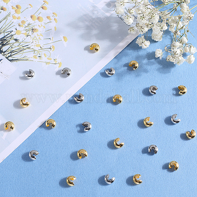 200 шт. 2-х цветные латунные крышки для обжимных бусин KK-SP0001-89-1