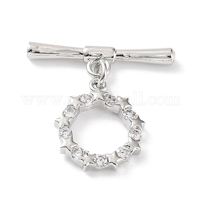 Реечное покрытие латунь микро паве прозрачный кубический цирконий застежки-тоггл KK-P247-13P-1