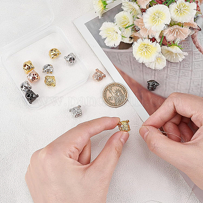 12 шт. 4-цветные латунные бусины с микропаве из кубического циркония в форме щенка ZIRC-BC0001-14-1