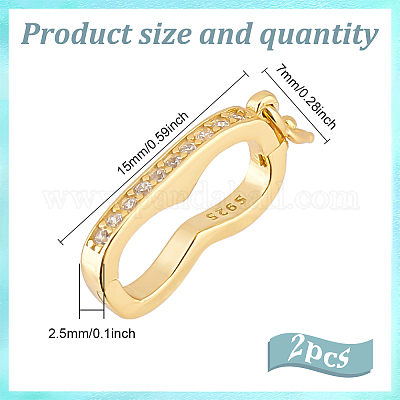 2 шт. платиновое покрытие 925 застежки-крутилки из стерлингового серебра со стразами FIND-GO0002-57-1