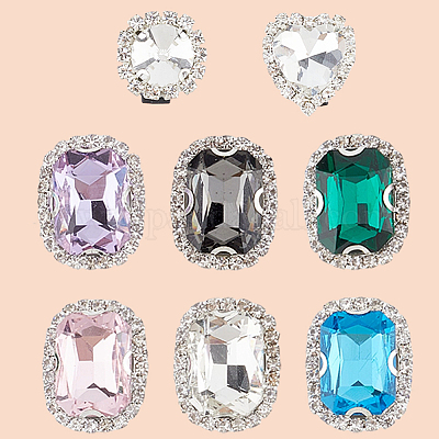 8 шт. 8 стиля железных и стеклянных пряжек для обуви FIND-CP0002-96-1