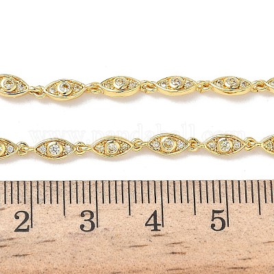 Латунные цепочки с микропаве из прозрачных кубических цирконий NJEW-G183-07G-1