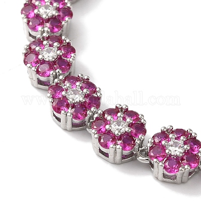 Ожерелья с цветочным звеном из латуни и циркония для женщин NJEW-B108-01P-01-1