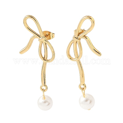 Серьги-гвоздики Bowkont из акрила с подвесками из нержавеющей стали 304 EJEW-B156-02G-1