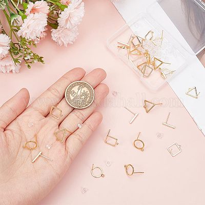 32 шт. 4 стиля латунных сережек-гвоздиков KK-CN0003-08-1