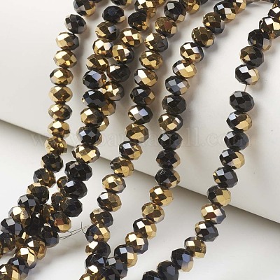 Chapelets de perles en verre opaque électrolytique&nbsp;X-EGLA-A034-P6mm-O01-1