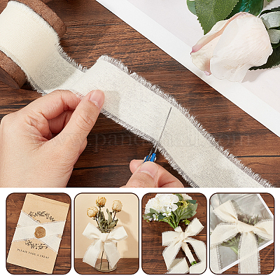 5 ярд хлопчатобумажной ленты с потертой бахромой OCOR-WH0081-37-1