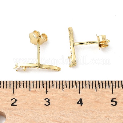 925 серьги-гвоздики из стерлингового серебра с прозрачным кубическим цирконием EJEW-Q032-01E-G-1