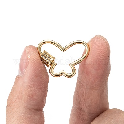 Латунь микропаве кубический цирконий винт карабин подвески с замком KK-I657-15G-1