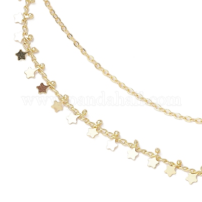 Латунные двухслойные звездообразные кисточки цепи для бедер и ног&nbsp;AJEW-AN00639-1