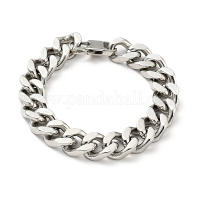 Не тускнеющий браслет из нержавеющей стали 201 для мужчин и женщин BJEW-H550-06B-P-1