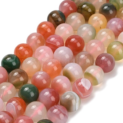 Нити из натуральных бусин агата янь-юань G-F814-A02-10mm-1