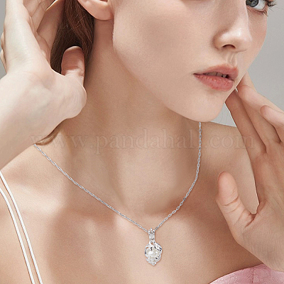 1 шт. 925 подвески из стерлингового серебра с микропаве из прозрачных кубических цирконий в форме клетки STER-HS0001-19-1