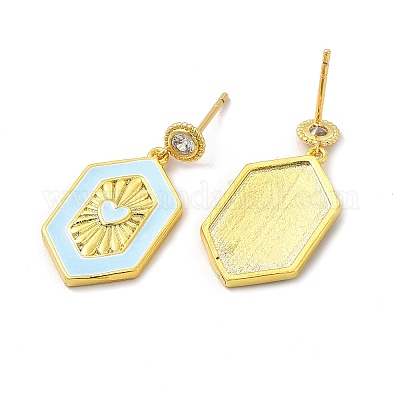 Латунные микро проложить серьги стержня кубического циркония EJEW-H091-07G-1