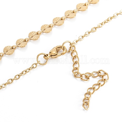 Цепочки из овальной цепи из нержавеющей стали 304 с вакуумным покрытием PVD NJEW-M187-01G-1