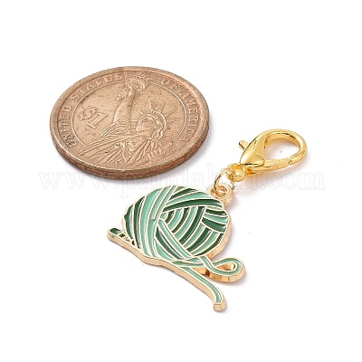 Пряжа мяч сплав эмаль подвески украшения HJEW-JM00829-1