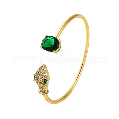 Браслеты-манжеты из латуни с микропаве из кубического циркония для женщин BJEW-M040-05G-1