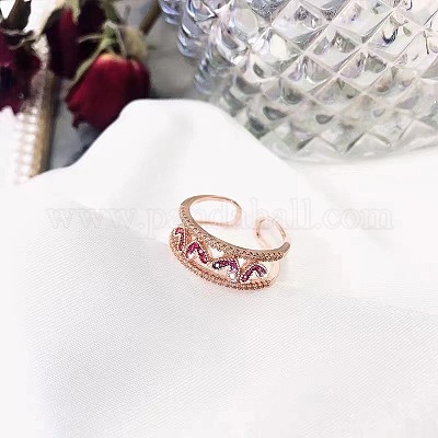 Регулируемые латунные манжеты в форме сердца со стразами для женщин FS-WGAA48B-01-1