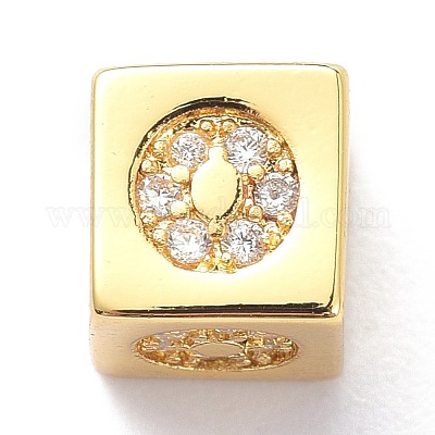 Настоящие 18k позолоченные латунные бусины из прозрачного кубического циркония с микропаве ZIRC-L091-076G-O-1