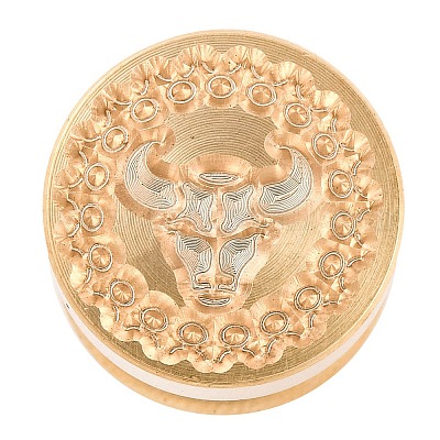 Золотая тональная круглая сургучная печать AJEW-S087-02G-03-1