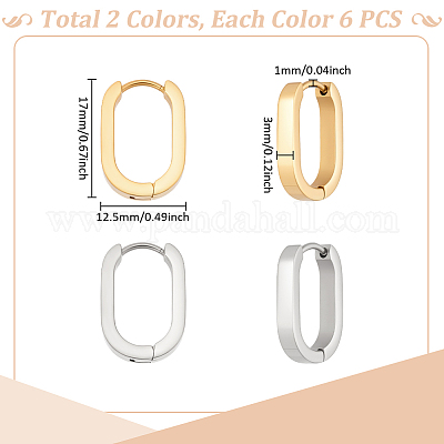 6 пара сережек-колец Huggie Hoop из нержавеющей стали 304 двух цветов EJEW-UN0003-11-1
