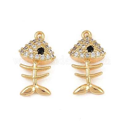 Подвески из латуни с микропаве из кубических цирконий на тему океана KK-F902-08M-G-1