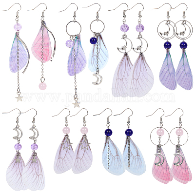 8 пара латунных сережек-подвесок EJEW-SC00002-1