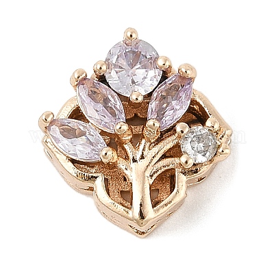 Латунные микро проложить кубического циркония бусы KK-K297-30G-1