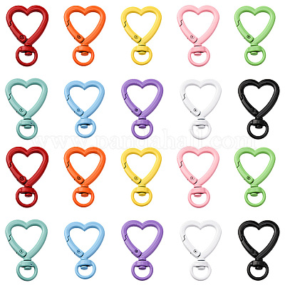 20 шт. двухцветные поворотные застежки из сплава с распылением в форме сердца FIND-SC0017-39-1
