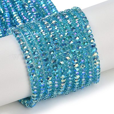 Chapelets de perles en verre électroplaqué&nbsp;GLAA-Q105-03G-1