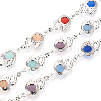 Латунные цепочки ручной работы в форме лебедя CHC-N024-02P-1