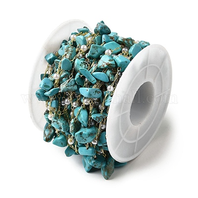 Ручной синтетической бирюзы чип цепочками CHC-F020-02G-04-1