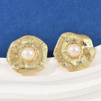 Серьги-гвоздики из АБС-пластика с жемчугом и нержавеющей сталью 304 STAS-D368-01C-G-1