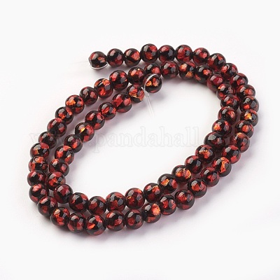 Ручная серебряная фольга стеклянные бусины Lampwork&nbsp;LAMP-P051-G07-6mm-1