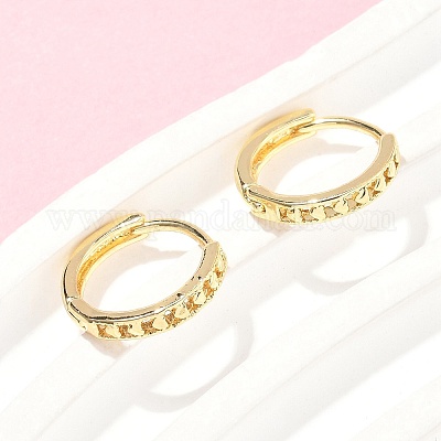 Серьги-кольца из латуни в форме сердца EJEW-Z102-21G-1