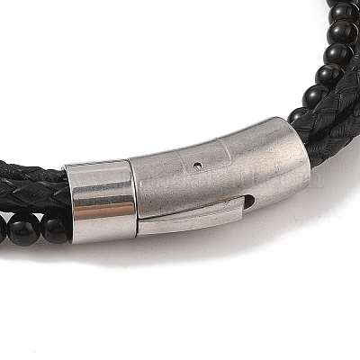 Плетеные браслеты из микрофибры и кожи BJEW-B096-16A-1