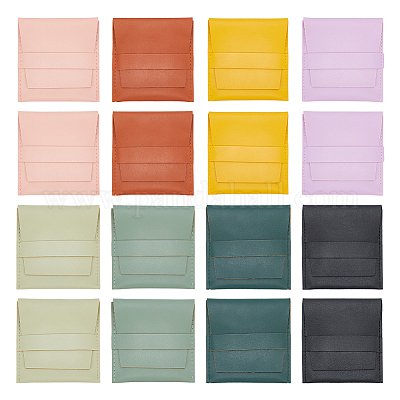 16 шт. 8-х цветные сумки для хранения ювелирных изделий из искусственной кожи ABAG-NB0001-99-1