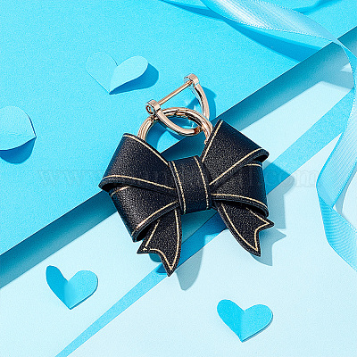 Брелок для ключей ручной работы с милым бантом KEYC-WH0004-61KCG-02-1