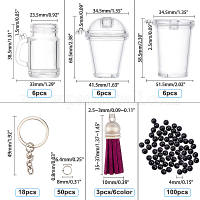 Craftbay Mini Cup Keychain Personalized DIY Keychain Mini Tumbler Frappe Cup Snow Globe Mold for Epoxy Resin Crafting Crafts Glitter 10 Cups10 Dome