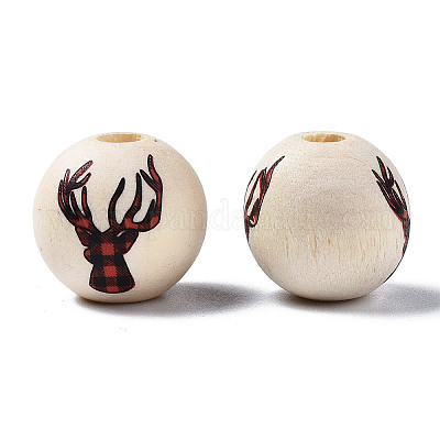 Незаконченная натуральная древесина европейский бисер&nbsp;LS-WOOD-S057-033-1