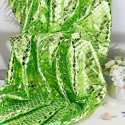 Ткань из полиэстера с узором в виде рыбьей чешуи DIY-WH0569-92C-1