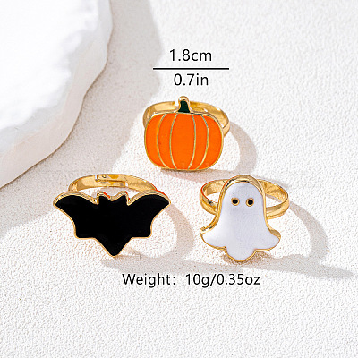 3 шт. эмалевых колец из сплава на Хэллоуин FS-WG0E7D9-01-1