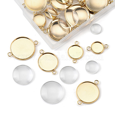 Наборы для изготовления соединителей для кабошонов из нержавеющей стали 201 своими руками DIY-FS0008-30-1