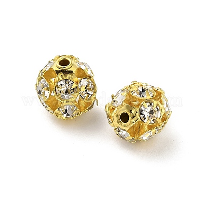10 мм латунные бусины со стразами X1-KK-S519-01C-02G-1