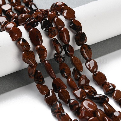 Натурального красного дерева обсидиана бисер нитей G-P497-01C-05-1