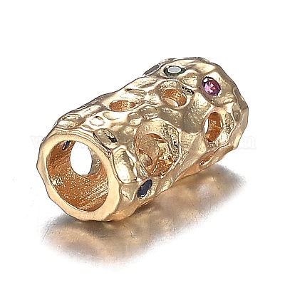 Полые медные микро проложить кубического циркония европейских бусы ZIRC-F120-001G-1