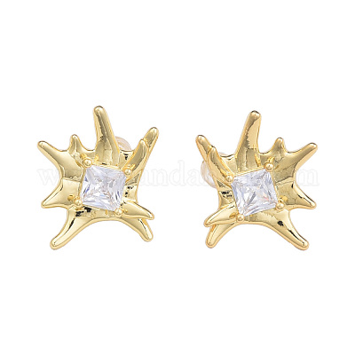 Серьги-гвоздики с кубическим цирконием EJEW-N011-73-1