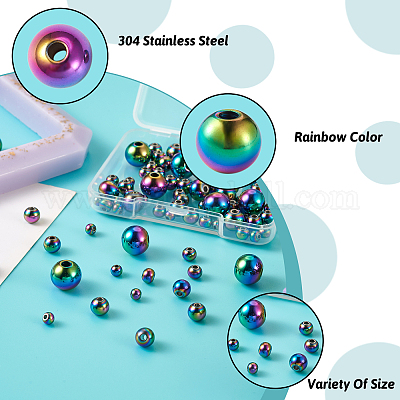Стойка покрытие радужного цвета бусины из нержавеющей стали 304 FIND-MP0001-07-1