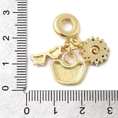 Европейские подвески с подвесками из латуни и разноцветными кубическими цирконами KK-C137-14G-1